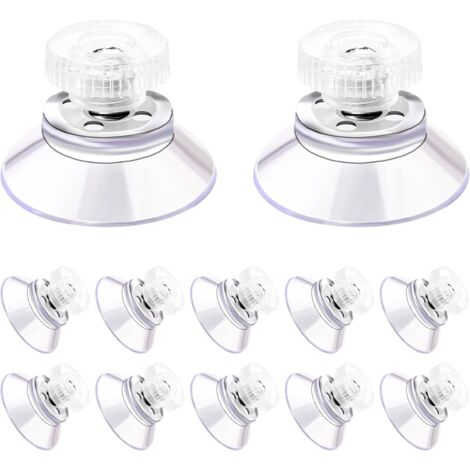 Set mit zwölf extra starken Saugnäpfen mit gerändelter Gewindemutter zur Befestigung von Spiegeln, Glas und Paneelen ohne Bohren