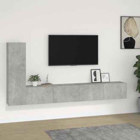Set Mobile Porta TV 3 pz ,Mobile da soggiorno Grigio Cemento in Legno Multistrato ITD10610