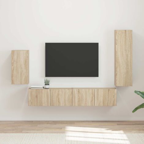 Set mobile TV 4 pcs Rovere Sonoma Legno multistrato vidaXL