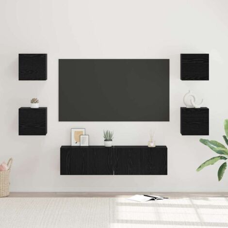 Set mobile TV 6 pcs Rovere nero Media 120 x 30 x 30 cm vidaXL