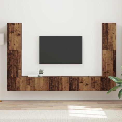 Set mobile TV 8 pcs Legno vecchio Legno multistrato vidaXL