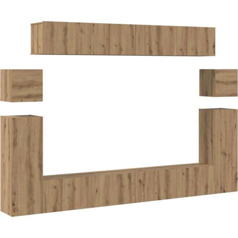 Set mobile TV 8 pcs rovere artigianale Media Legno multistrato vidaXL