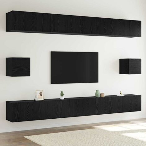 Set mobile TV 8 pcs Rovere nero 100 x 30 x 30 cm vidaXL