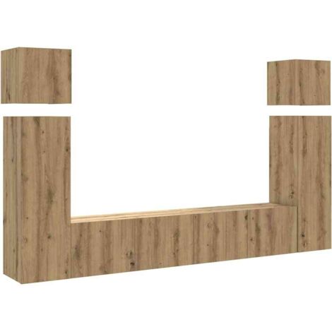 Set Mobile TV 8 pz Montato a Parete Rovere in Legno Multistrato vidaXL