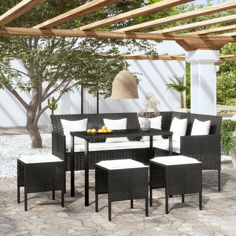 vidaXL Set Mobili 5 pz Divano a L con Cuscini in Polyrattan Colori Diversi