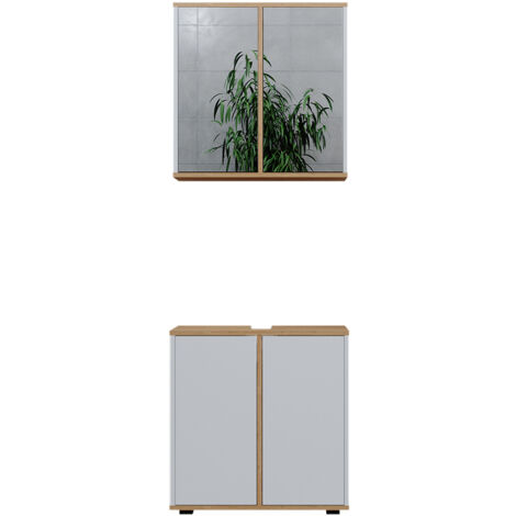 Set mobili bagno Didi, Bianco/Artisan, 2 parti, base 60 cm, Vicco