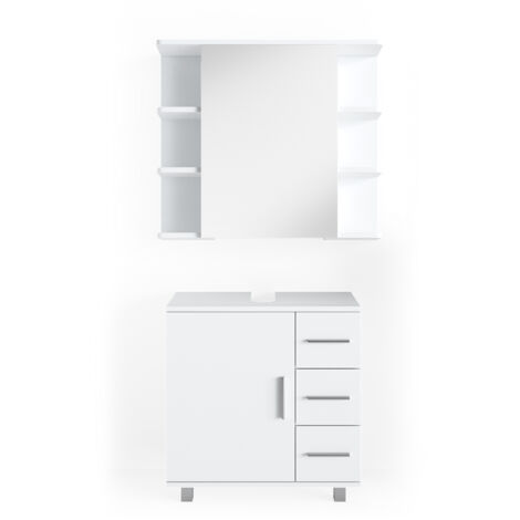 Set mobili bagno Ilias, Bianco, 2 parti, Vicco
