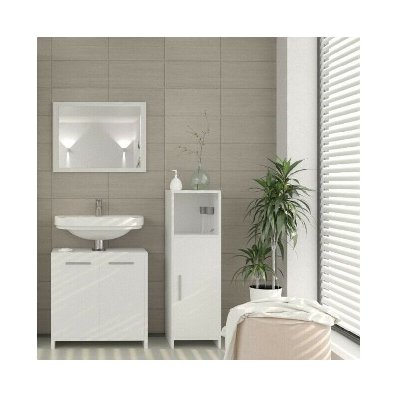 Porta Asciugamani Sotto Lavandino.Set Mobili Bagno Sotto Lavabo Specchio Mobile Colonna Arredo Bagno Colore Principale Bianco Opaco 4251421900103