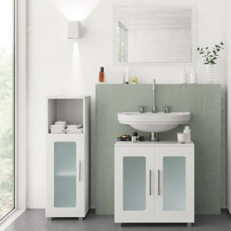 Mobile Bagno Sotto Lavandino.Set Mobili Bagno Sotto Lavabo Specchio Mobile Colonna Arredo Bagno Colore Principale Bianco 4251421900066