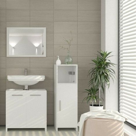 Lavatrice Sotto Lavandino Bagno.Set Mobili Bagno Sotto Lavabo Specchio Mobile Colonna Arredo Bagno Colore Principale Bianco Opaco 4251421900103