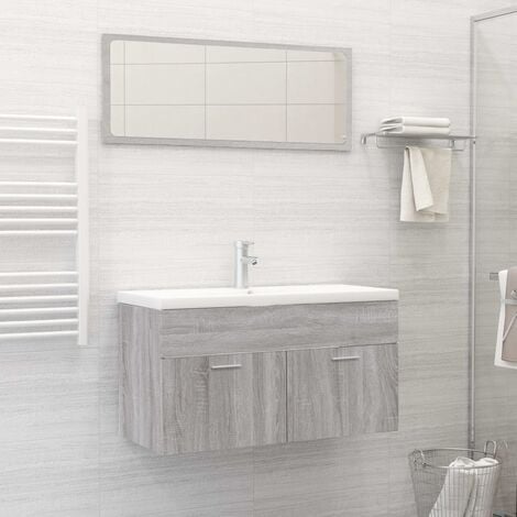 Set Accessori da Bagno Grigio-Legno Rigato Tondo Spazio - Pianetaffari