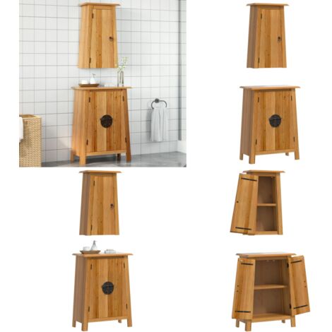 Set Mobili da Bagno 2 pz in Legno Massello di Pino - Armadio a muro - Mobili da bagno in legno