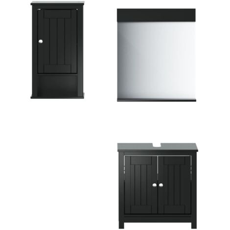 Set Mobili da Bagno 3 pz BERG Nero in Legno Massello di Pino vidaXL