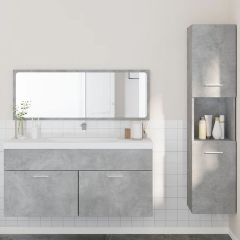 AVIMAC Set Mobili da Bagno 3 pz Grigio Cemento in Legno Multistrato