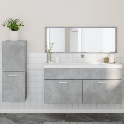 AVIMAC Set Mobili da Bagno 3 pz Grigio Cemento in Legno Multistrato