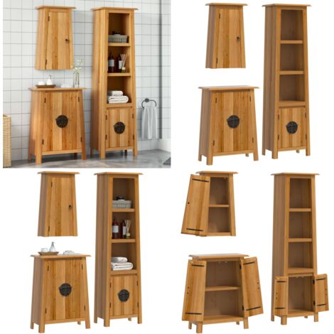 Set Mobili da Bagno 3 pz in Legno Massello di Pino - Armadio a muro - Armadio in legno