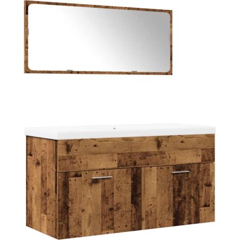 Set Mobili da Bagno 3 pz Legno Antico in Legno Multistrato vidaXL