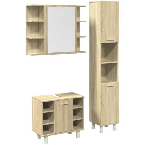 Set Mobili da Bagno 3 pz Rovere Sonoma in Legno Multistrato vidaXL 551602