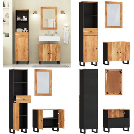 Set Mobili da Bagno 3pz in Legno Massello di Acacia - Set di armadietti da bagno - Armadietto lavello