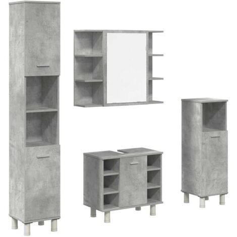Set Mobili da Bagno 4 pz Grigio Cemento in Legno Multistrato vidaXL