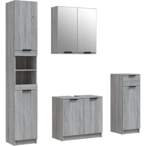 Set Mobili da Bagno 4 pz Grigio Sonoma in Legno Multistrato vidaXL
