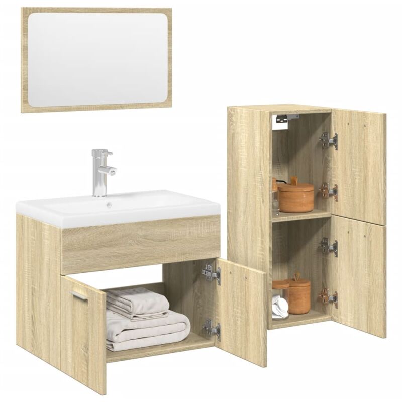 Vidaxl - Set Mobili da Bagno 4 pz Rovere Sonoma in Legno Multistrato