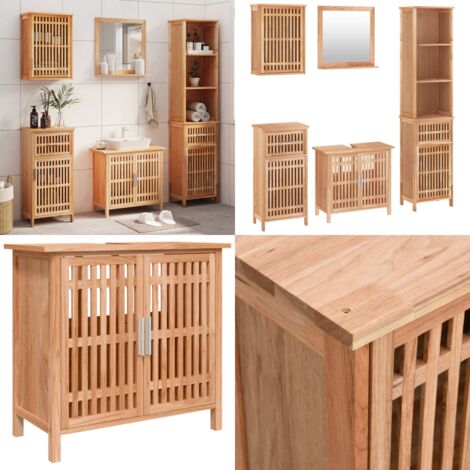 Set Mobili da Bagno 5pz in Legno Massello di Noce - Armadio da bagno - Set di arredamento da bagno