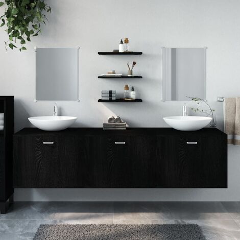 Mobile bagno a terra 180 cm con piano bianco solid surface e 5 cassetti  Colore Mobile Finitura Legno Marrone - 8702