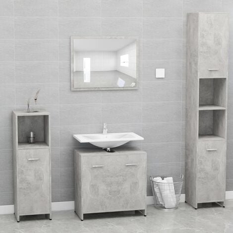 TORANA Set Mobili da Bagno Grigio Cemento in Legno Multistrato