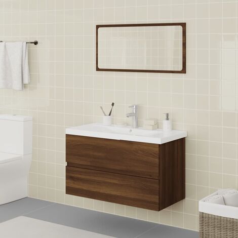 Mobile da bagno sotto lavabo Barrik con top L 50 x marrone