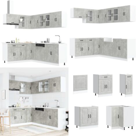 Set Mobili da Cucina 11 pz Kalmar Grigio Cemento in Truciolato - Mobili da cucina in truciolato - Mobili da cucina in legno multistrato