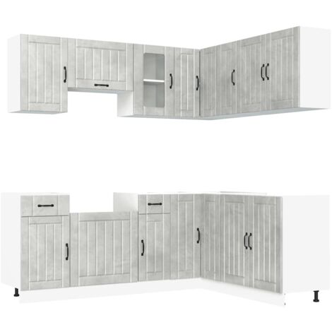 Set Mobili da Cucina 11 pz Kalmar Grigio Cemento in Truciolato vidaXL