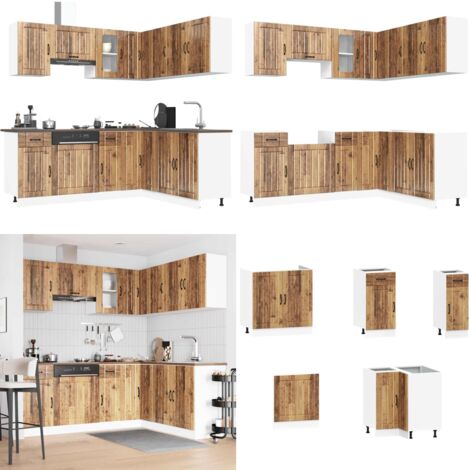 Set Mobili da Cucina 11 pz Kalmar Legno Vecchio in Truciolato - Mobili da cucina in truciolato - Mobili da cucina in legno antico