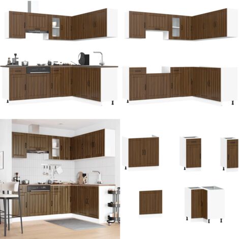 Set Mobili da Cucina 11 pz Kalmar Rovere Marrone in Truciolato - Mobili da cucina in truciolato - Mobili da cucina con scomparti
