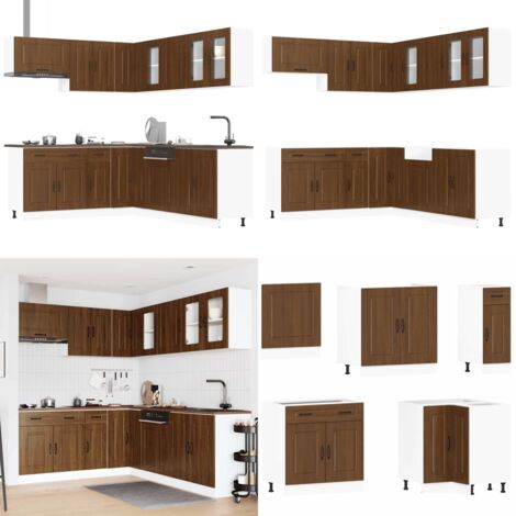 Set Mobili da Cucina 11 pz Kalmar Rovere Marrone in Truciolato - Mobili da cucina in truciolato - Mobili da cucina con scomparti
