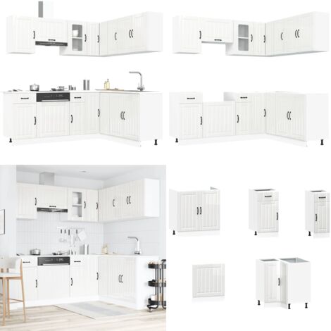 Set Mobili da Cucina 11 pz Lucca Bianchi Lucido in Truciolato - Mobili da cucina in truciolato - Mobili da cucina in legno multistrato