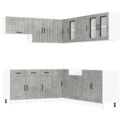 Set Mobili da Cucina 11 pz Lucca Grigio Cemento in Truciolato vidaXL