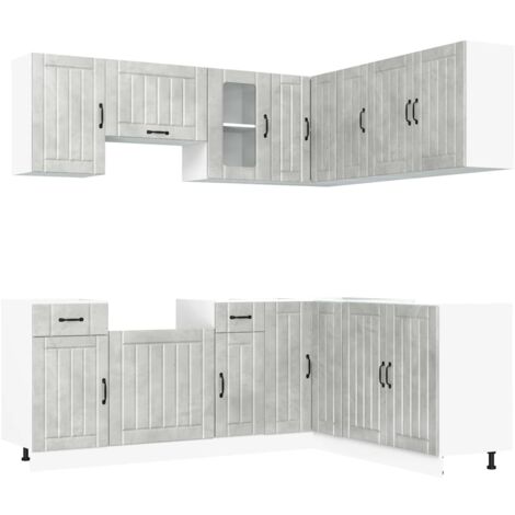 Set Mobili da Cucina 11 pz Lucca Grigio Cemento in Truciolato vidaXL