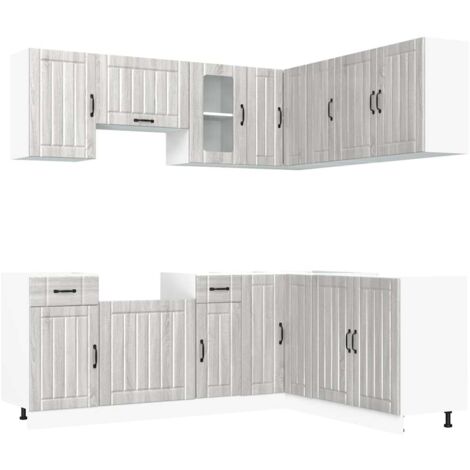 Set Mobili da Cucina 11 pz Lucca Grigio Sonoma in Truciolato vidaXL