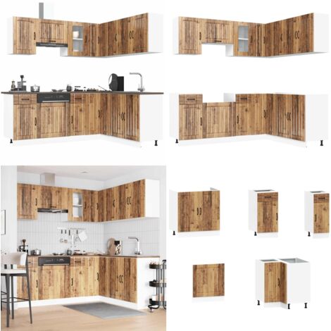 Set Mobili da Cucina 11 pz Lucca Legno Antico in Truciolato - Mobili da cucina in truciolato - Mobili da cucina in legno antico