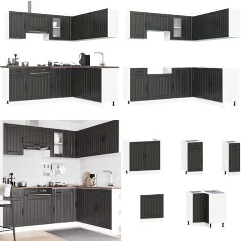 Set Mobili da Cucina 11 pz Lucca Neri Legno Multistrato - Mobili da cucina - Armadi da cucina
