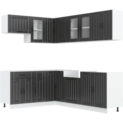 Set Mobili da Cucina 11 pz Lucca Neri Legno Multistrato vidaXL