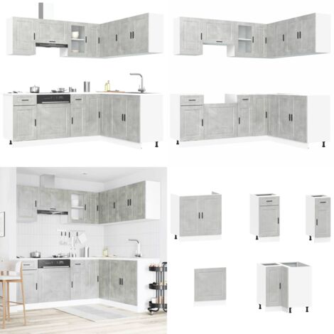Set Mobili da Cucina 11 pz Porto Grigio Cemento in Truciolato - Mobili da cucina in truciolato - Mobili da cucina grigio cemento