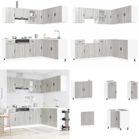 Set Mobili da Cucina 11 pz Porto Grigio Sonoma in Truciolato - Mobili da cucina in truciolato - Mobili da cucina grigio sonoma