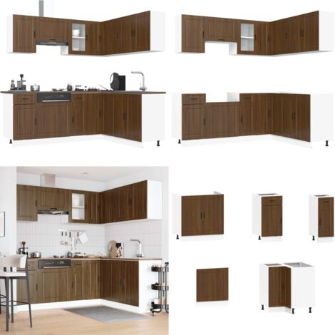 Set Mobili da Cucina 11 pz Porto Rovere Marrone in Truciolato - Mobili da cucina in truciolato - Mobili da cucina con scomparti
