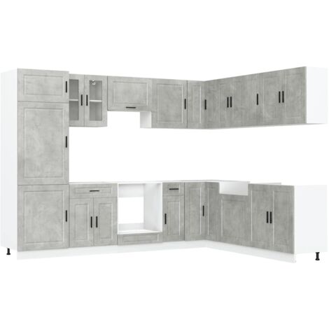 Set Mobili da Cucina 14 pz Porto Grigio Cemento in Truciolato vidaXL