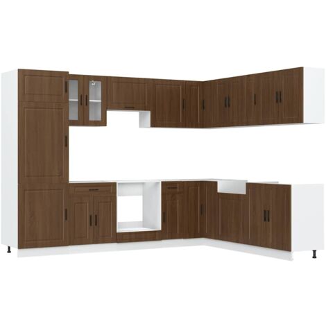 Set Mobili da Cucina 14 pz Porto Rovere Marrone in Truciolato vidaXL