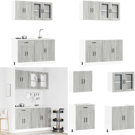 Set Mobili da Cucina 4 pz Kalmar Grigio Sonoma in Truciolato - Mobili da cucina in truciolato - Armadi da cucina