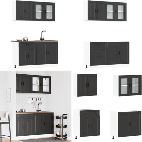Set Mobili da Cucina 4 pz Porto Neri Legno Multistrato - Mobili da cucina - Armadi da cucina