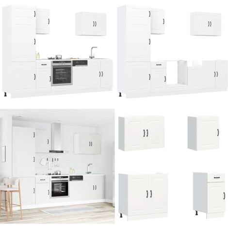 Set Mobili da Cucina 7 pz Kalmar Bianco Legno Multistrato - Armadi da cucina - Armadi per forno